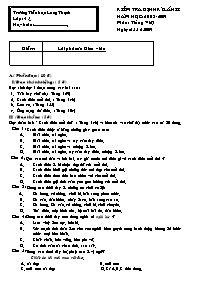 Đề kiểm tra định kì Lần 2 Khối 4 môn Tiếng Việt - Năm học 2008-2009