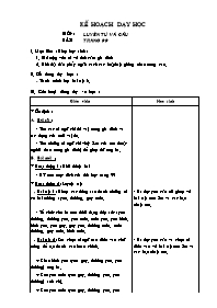 Kế hoạch dạy học môn Luyện từ và câu Lớp 2 - Bài: Trang 99