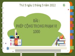 Bài giảng Toán Lớp 2 - Bài: Phép cộng trong phạm vi 100 - Năm học 2021-2022