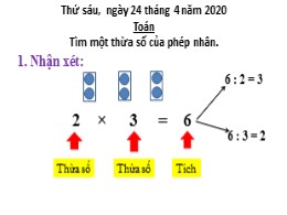 Bài giảng Toán Lớp 2 - Bài: Tìm một thừa số c