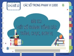 Bài giảng Toán Lớp 2 - Chủ đề 10: Các số trong phạm vi 1000 - Bài 52: Viết số thành tổng các trăm, chục, đơn vị