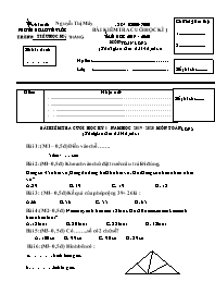 Bài kiểm tra cuối học kì 1 môn Toán Lớp 2 - N