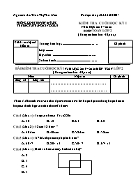 Bài kiểm tra cuối học kì 1 môn Toán Lớp 2 - N