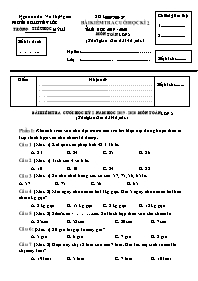 Bài kiểm tra cuối học kì 2 môn Toán Lớp 2 - N
