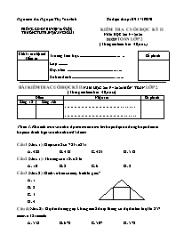 Bài kiểm tra cuối học kỳ I môn Toán Lớp 2 - N
