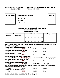 Bài kiểm tra cuối năm môn Toán Lớp 2 - Năm họ