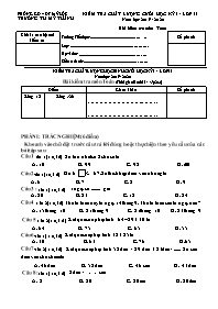 Đề kiểm tra chất lượng cuối học kỳ I môn Toán