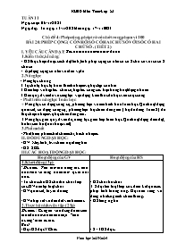 Giáo án Toán Lớp 2 - Tuần 11+12 - Năm học 202