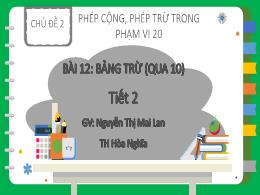 Bài giảng Toán 2 - Chủ đề 2, Bài 12: Bảng trừ