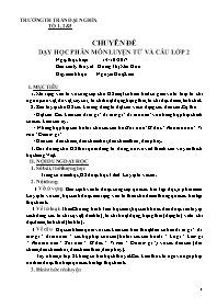 Chuyên đề Dạy học phân môn Luyện từ và câu lớ