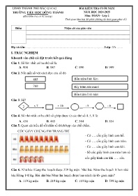 Đề kiểm tra cuối năm Toán Lớp 2 - Năm học 202