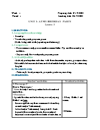 Giáo án Tiếng Anh 2 - Week 1 - Năm học 2023-2