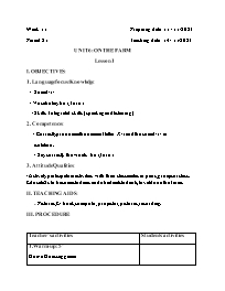Giáo án Tiếng Anh 2 - Week 11 - Năm học 2023-