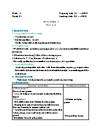 Giáo án Tiếng Anh 2 - Week 13 - Năm học 2023-