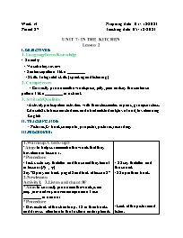 Giáo án Tiếng Anh 2 - Week 14 - Năm học 2023-