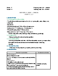 Giáo án Tiếng Anh 2 - Week 17 - Năm học 2023-