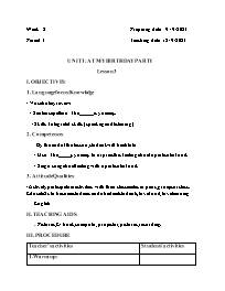 Giáo án Tiếng Anh 2 - Week 2 - Năm học 2023-2