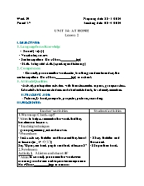 Giáo án Tiếng Anh 2 - Week 29 - Năm học 2023-