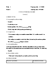 Giáo án Tiếng Anh 2 - Week 3 - Năm học 2023-2