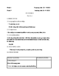 Giáo án Tiếng Anh 2 - Week 4 - Năm học 2023-2